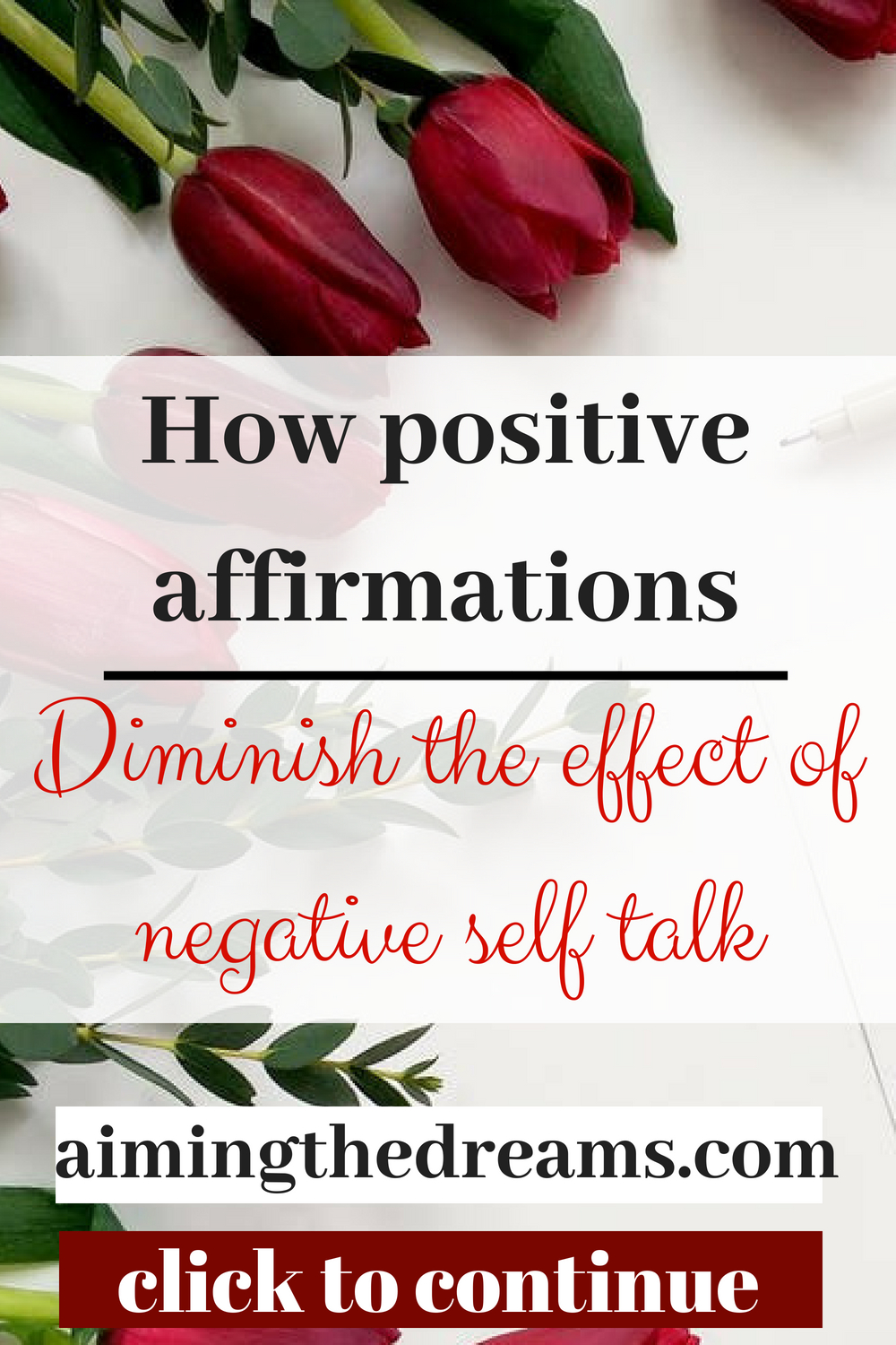Positive affirmations help in diminishing the impact of negative self talk. You will start having positive oit look for life. 