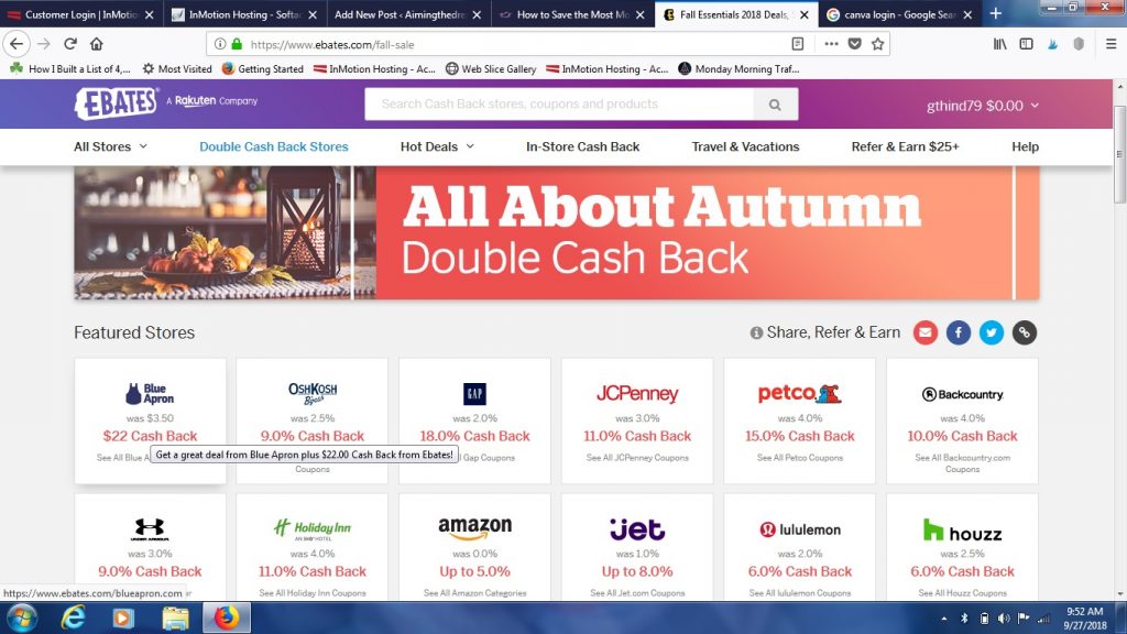 Earn cashback with Ebates for free