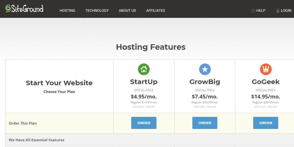 Siteground hosting 