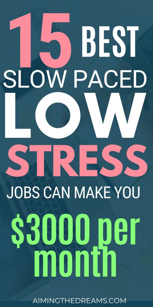 low stress and slow paced jobs that can make you good money. Not every job lets you stressful